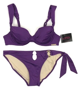 La Senza Bikini Set Underwired Padded Top 34A & Hipster Bottoms 12 PURPLE BNWT - Picture 1 of 7
