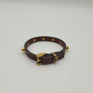 Gucci Brown Leather Bracelet with Gold Tiger Head Studs L 501543 8065