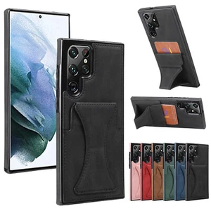 For Samsung Galaxy S25 S24 S23 S22 S21 S20 S10 Leather Card Pocket Bracket Case - Picture 1 of 80