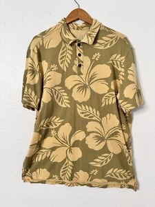 Kahala 1936 Mens Hawaiian Shirt Yellow Floral & Green Buttons Size XL 100 Cotton - Picture 1 of 8