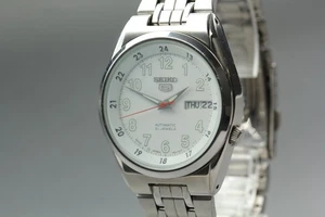 [Exc+5] Seiko 5 Automatic 7S26-02C0 White Railway Dial 35mm Men's Watch JAPAN - Picture 1 of 14