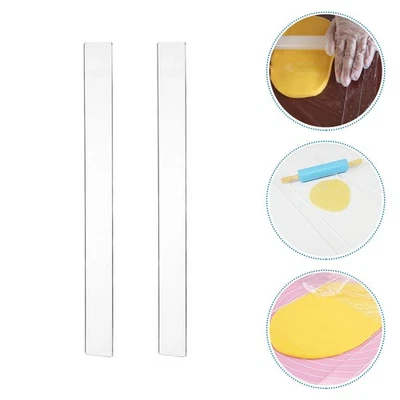 2pcs Rolling Pin Guide Stick Rulers Measuring Dough Thickness Strips Rulers - Image 1 of 4