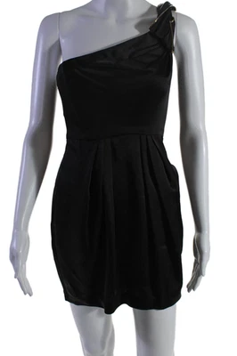 BCBG Max Azria Womens Zipper Detail One Shoulder Monaco Dress Black Size 0 - Image 1 of 4