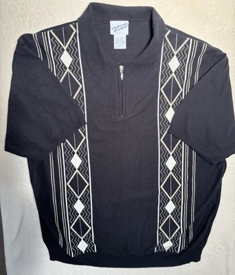 Antigo Irvine Park 2XL Suéter Argyle Masculino Preto 52” Baú Manga Curta Bulgária - Imagem 1 de 4