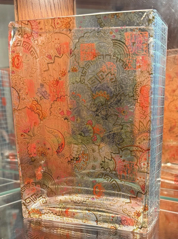 Jarrón de vidrio rectangular floral transparente estudio con flecos cricket asiático ~ regalo de vacaciones Foto 1 de 4