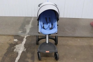 Stokke Xplory Newborn Stroller W/ Wheel Lock Blue & Gray - Picture 1 of 17