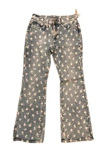 Girl's size 12 Jeans Old Navy High Waisted Print Flare New Adjustable Waistband - Picture 1 of 2