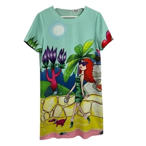 Vintage Moschino Jeans Women’s Character Graphic Print Shift Dress Size S - Picture 1 of 7