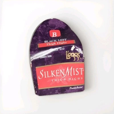 Meia-calça Leggs Silken Mist Sheer Toe Thigh Highs Black Mist tamanho B 28804 SBB - Imagem 1 de 4