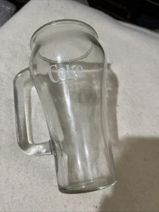 Vintage Coca Cola Glas mit Henkel / Klarglas mit weißem Einlass / Kanada - Bild 1 von 7