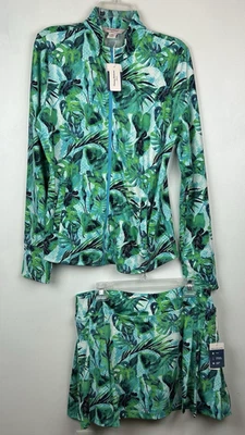 Tommy Bahama Print Jacket XL Green Full Zip UPF 50 Active Skort XL Golf New Set - Image 1 of 4