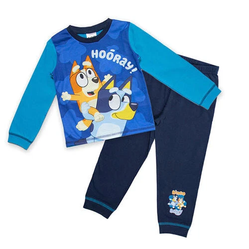 Jungen Bluey Schlafanzug Set Hurra! Kinder Pyjama Nachtwäsche Alter 1,5-5 Jahre Blau