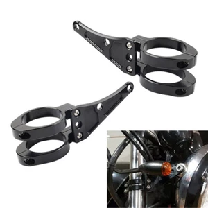 54MM Motorrad Scheinwerfer Halterung Clamp Gabel Rohr Halter Für Harley Schwarz - Picture 1 of 11