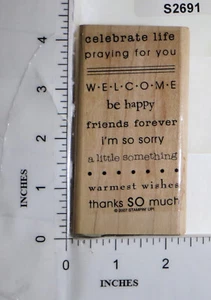 Stampin' Up! Frases de estampillas en bloque de madera lo siento gracias amigos celebran deseos de vida - Imagen 1 de 2