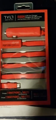 TYLT Ribbon 4.8 Amp Car Charger Micro USB with USB port 3 feet NEW - Image 1 of 2