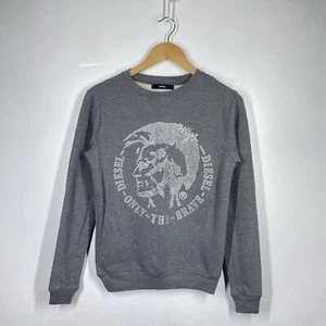 Diesel Sweatshirt Womens M Grey Only The Brave Glitter Embossed Logo Y2K - Picture 1 of 14