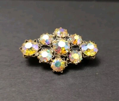 Винтажная антикварная брошь со стразами Aurora Borealis  - Изображение 1 из 4