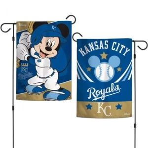KANSAS CITY ROYALS/MICKEY MOUSE 2/SIDED GARDEN FLAG FROM WINCRAFT - Picture 1 of 2