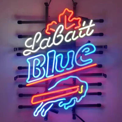 Labatt Blue Beer Buffalo Bills 20"x16" Neon Light Sign Lamp Bar Open Man Cave - Image 1 of 4