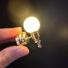 BRASS (gold) Sconce globe  bright  LED LAMP Dollhouse miniature light battery