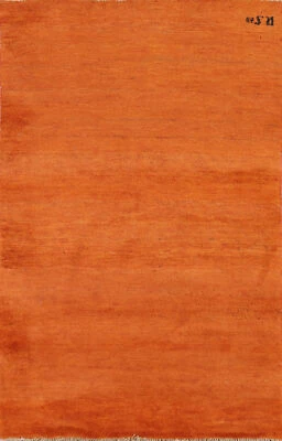 Handmade Gabbeh Solid Design Wool Modern Rug - Orange" 3x5 ft - Image 1 of 4