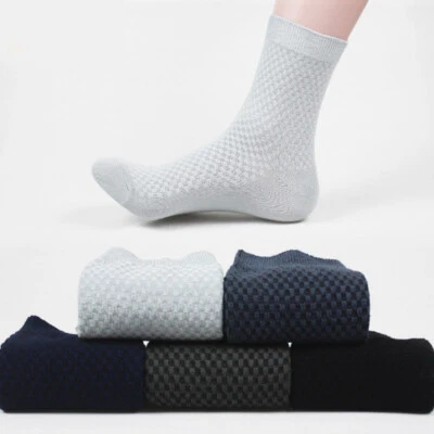 1Pairs Mens Solid Sports Athletic Work Plain Crew Socks Middle Tube Business USA - Image 1 of 4