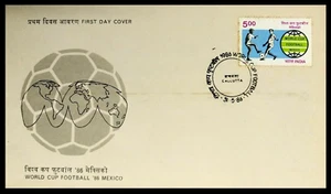 125.INDIA 1986 STAMP WORLD CUP FOOTBALL, MEXICO FDC - Picture 1 of 1