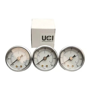 Lot of 3 UCI SAD1501-60 Pressure Gauge, ø1.50in, 0-60psi, 0-4BAR, 1/8in NPT - Picture 1 of 5
