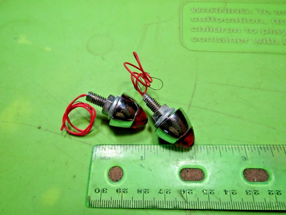 Starz Red Bullet Turn Lights Chopper # 10 Café Racer Bobber Harley Plato Nuevo de Lote Antiguo Foto 1 de 3