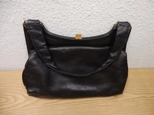 50s 60s Black Leather Bag Handles 22x33 CM 50s 60s Vintage - Picture 1 of 3