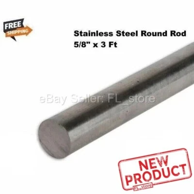 Varilla redonda de acero inoxidable 5/8" x 3 pies sin pulir stock sólido aleación 304 NUEVO Foto 1 de 4