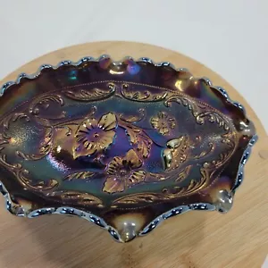 Fenton 1970's Carnival Amethyst Poppy Pickle Dish - Picture 1 of 8