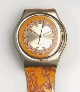 Orologio Swatch VOIE HUMAINE GX126 93 Standard Gents Raro Lunetta Acciaio Quarzo Svizzero - Foto 1 di 9