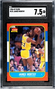 1986-87 FLEER #131 JAMES WORTHY RC LAKERS HOF SGC 7.5 (A-4) - Picture 1 of 2