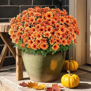 17" Artificial Daisy Flowers for Outdoor Fall Decoration-Faux Orange - Picture 1 of 9