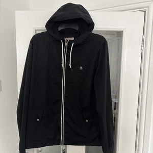Mens Original Penguin Light Weight Jacket Dark Blue Button Pockets M VGC - Picture 1 of 8
