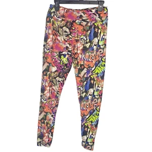 Eye Candy Womens Leggings Graffiti Print High Rise Multicolor Stretch Size 1X - Picture 1 of 8