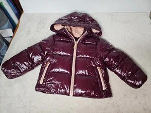 Michael Kors Puffer Jacket Winter Coat Girls 2T Burgundy Hood Full Zip, Pockets - Picture 1 of 16