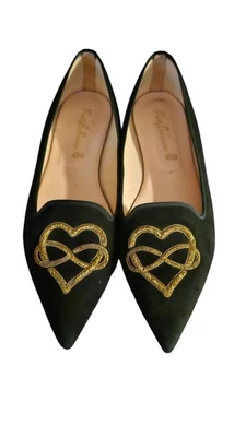Pretty Ballerinas Women's Pointed Heart Ballet Flats Black Size 41 - Image 1 of 4