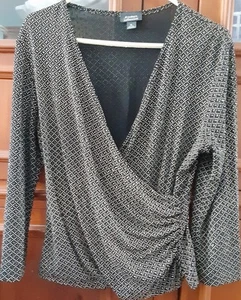 NEU DRESSBARN SCHWARZ MIT WEISS GEPUNKTETEN ECKIGEN LINIEN REGENBOGEN GLITZER TOP GR XL - Bild 1 von 3