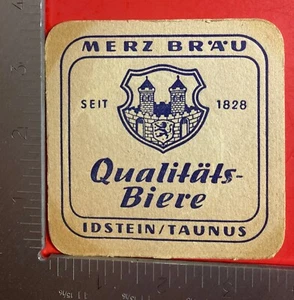 MERZ BRAU IDSTEIN IM TAUNUS 3,5 ZOLL QUADRATISCHER BIERUNTERSETZER - Bild 1 von 2