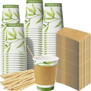 Recyclable Biodegradable Hot Drink Cups 12 Oz 100 Pk of Compostable Paper Mug... - Picture 1 of 8