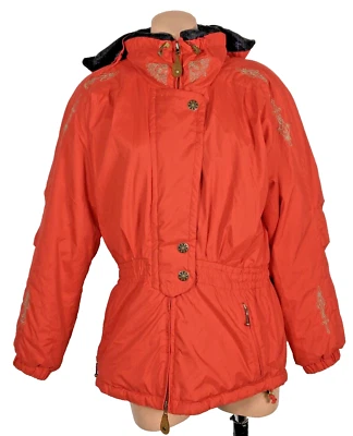 Chaqueta de esquí Obermeyer vintage para mujer roja negra con detalles bordados talla 6 Foto 1 de 4