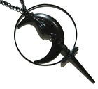 Crescent Moon  Dagger Pendant Long Chain Necklace Assassin's Hand Goth Occult F4