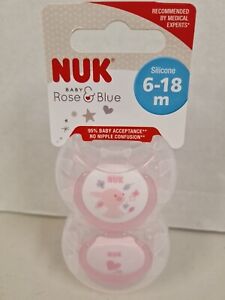 NUK Baby Silicone Soother2 Pack Rose pink 6-18months Silicone