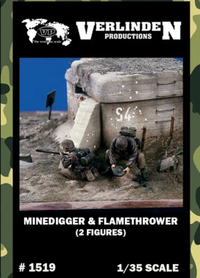 1/35 WWII German Minedigger & Flamethrower (2 Resin Figures/Set) VERLINDEN #1519 - Image 1 of 2
