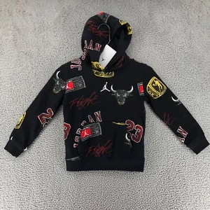 Jordan Hoodie Brooklyn Fleece Chicago Black Pullover Boys Size 6 - Picture 1 of 8