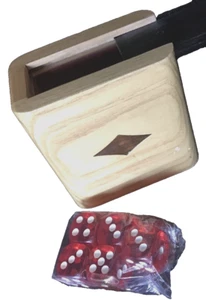 Vintage Rectangle Fine Wood Trinket Stash Box Hidden Lid Inlay Dark Wood 5 Dice - Picture 1 of 7