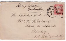 1874 QV 1d PENNY RED STAMP PLATE 108 ON BIRMINGHAM COVER TO STONE MERCHANTS
