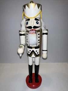 14” Wooden Nutcracker Soldier In White - Picture 1 of 15